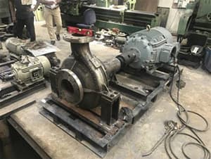 Shaft and impeller checked for damage; minor machining performed.